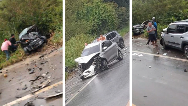 Acidente entre três carros deixa dois mortos no Morro das Almas, em Aracruz